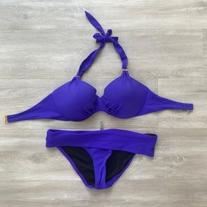 Victoria’s Secret bikini. Purple. 36D top, M bottoms